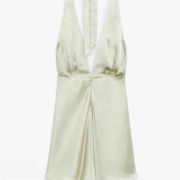 Zara Satin Effect Halter Mini Dress NWT Size XL - Picture 4 of 6